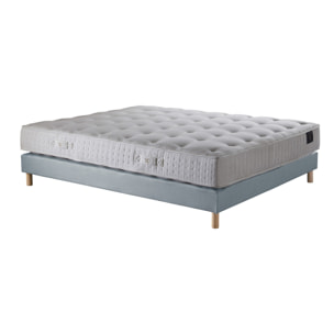 Ensemble Pulsar - Matelas ressorts ensachés Mémoire de forme - Sommier Bleu Ciel