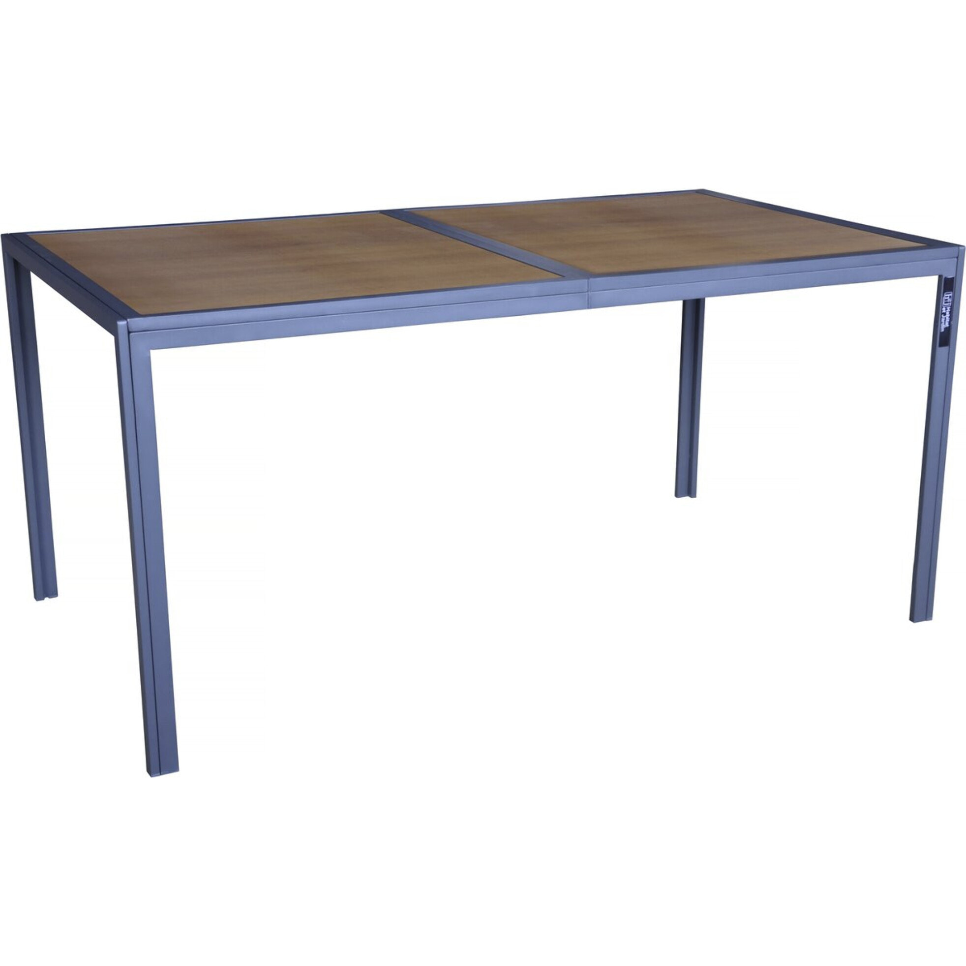 Table de jardin métal imitation bois "Tossa" - 160 x 90 x 75 cm - Marron