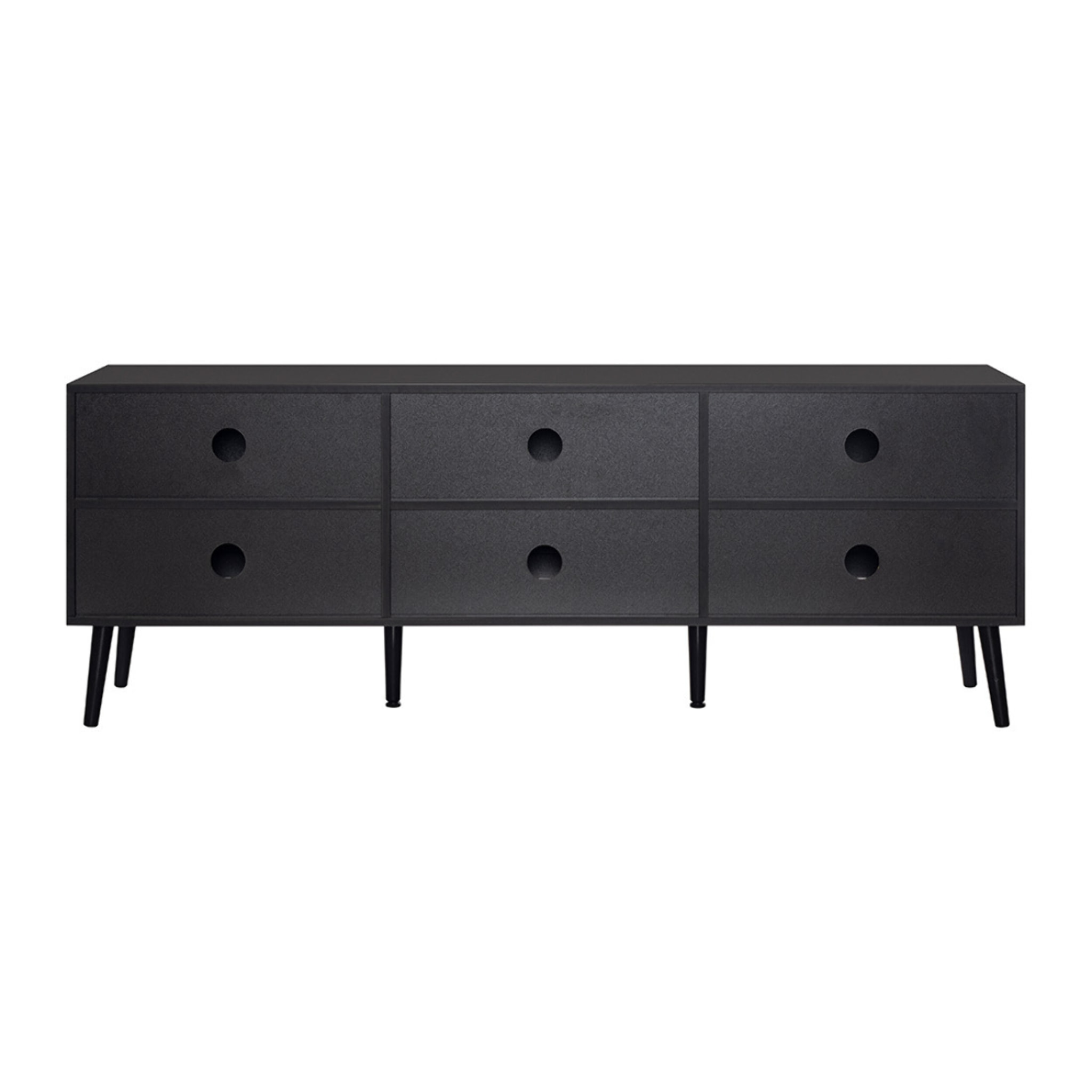 Goto - meuble tv - noir et cannage - 3 portes - 167 cm - Noir