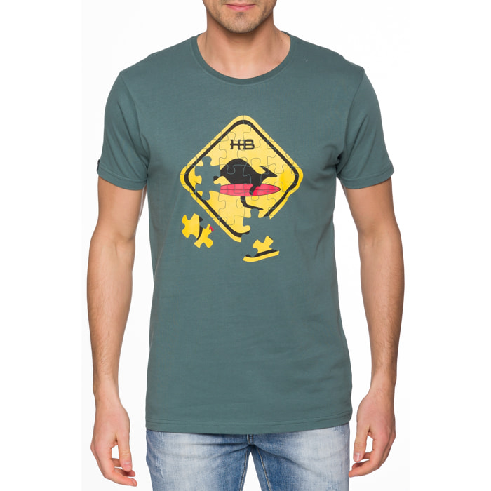 Camiseta Hot Buttered PUZZLE Verde Claro