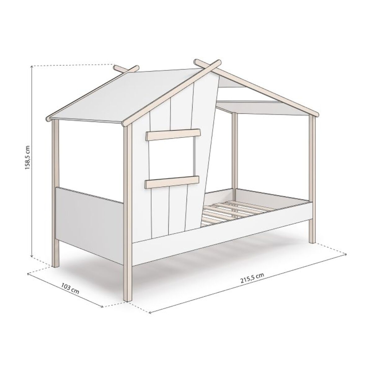 Cama cabaña Hutbed Blanco - Oak Soft