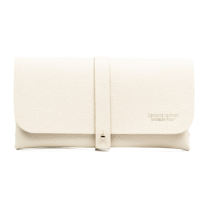 FIRENZE ARTEGIANI Arba bolso de mano mujer. Piel auténtica acabado Dollaro. Fabricado en Italia 23x3,5x12 Cm. Color: Blanco