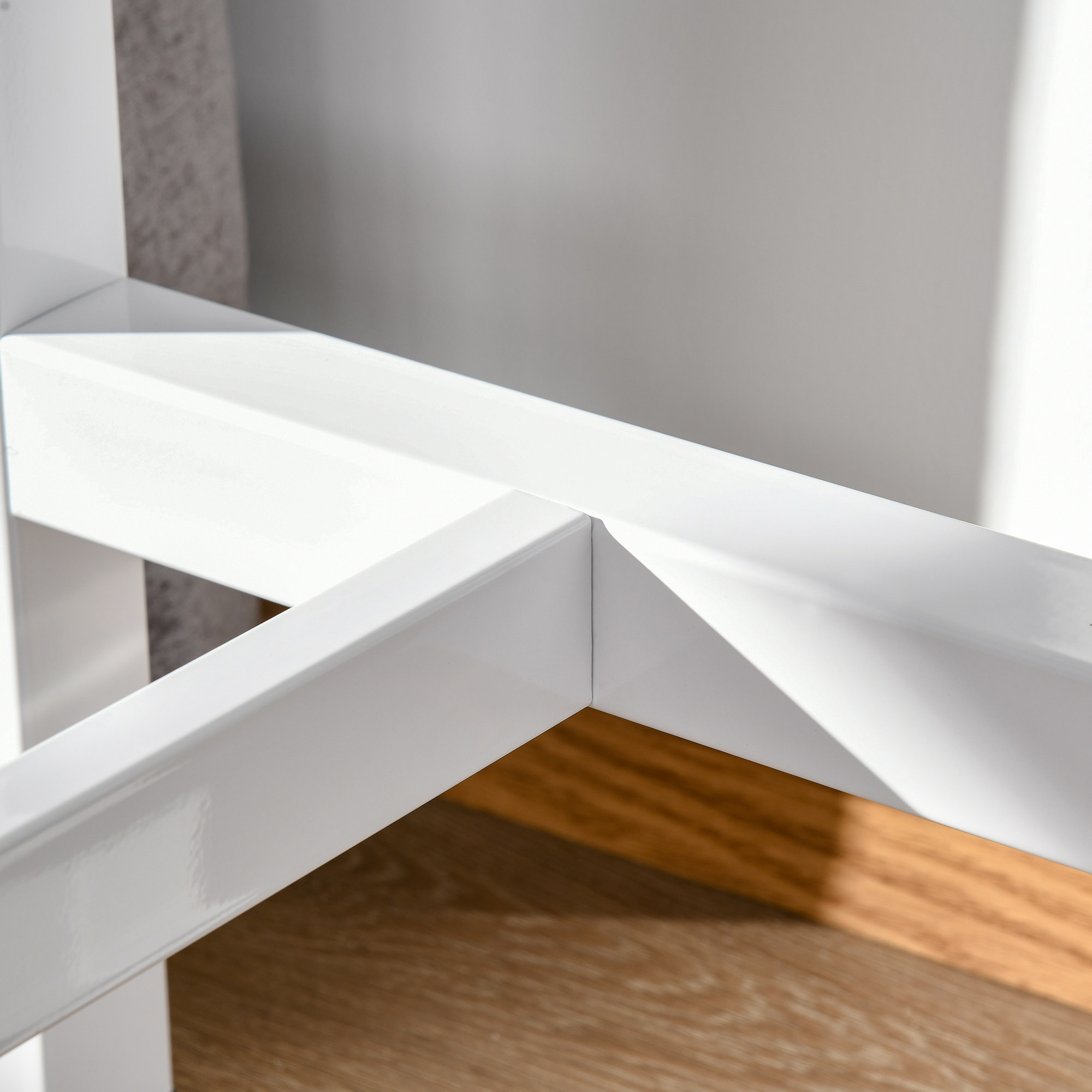 Table de bar - table haute de cuisine - dim. 120 x 40 x 100 cm - aspect marbre blanc acier blanc