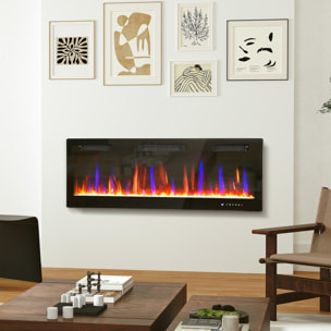Cheminée électrique mural ou encastrable 900W/1800W nombreux effets réglables thermostat télécommande mode éco