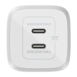 Chargeur BELKIN USB C x2 65W GaN PPS Blanc