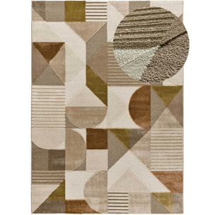 MELFI Alfombra geométrica con relieve en tonos cobrizos, varias medidas disponibles