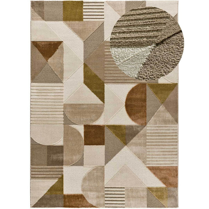 MELFI Alfombra geométrica con relieve en tonos cobrizos, varias medidas disponibles