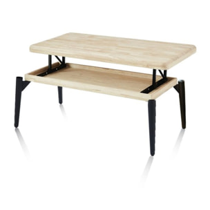 Mesa de centro elevable Padma Negro - Roble
