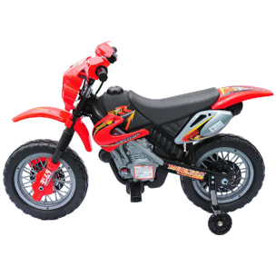 Moto cross électrique enfant 3 à 6 ans 6 V phares klaxon musiques 102 x 53 x 66 cm rouge et noir