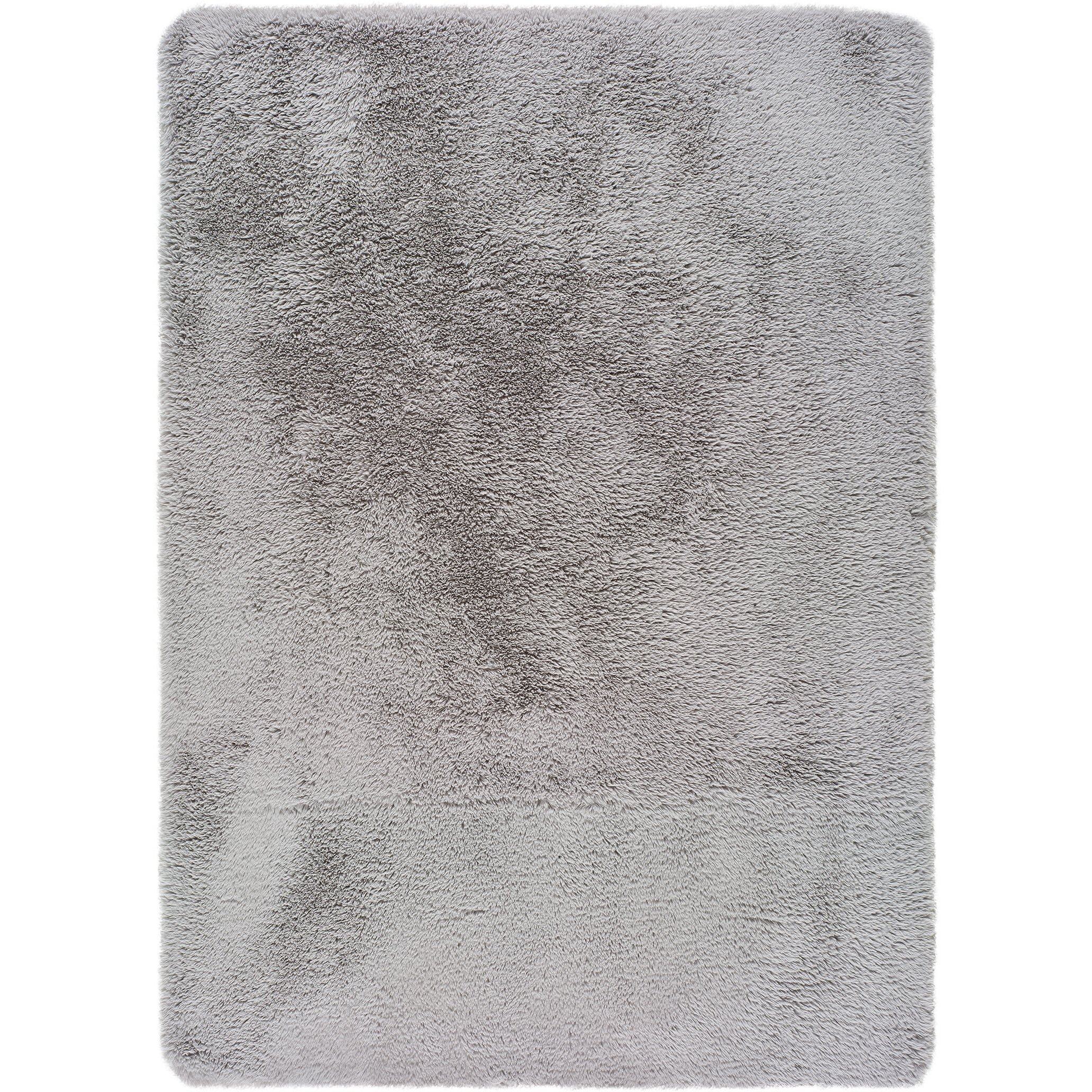 ALPACA Alfombra shaggy lisa en color plata, varias medidas disponibles