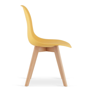 Sedia di design Kito senape con gambe in legno di faggio
