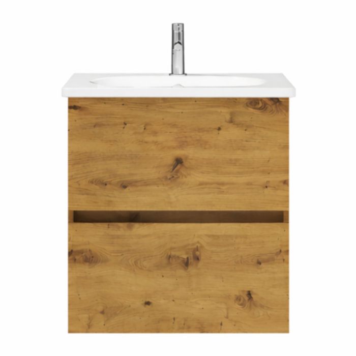 Meuble de salle de bain simple vasque 60 cm BURGBAD Joline chêne