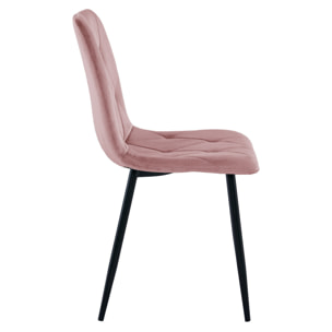 Sedia Libra in velluto rosa con gambe in metallo nero