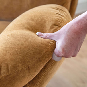 Fauteuil pivotant en tissu effet velours jaune moutarde - Ricci