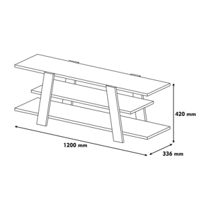 Mobile porta TV Doukhadd, Credenza da soggiorno, Armadio basso per TV, Base parete attrezzata, 120x34h42 cm, Noce e Bianco