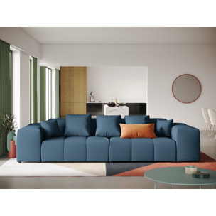 Canapé modulable "Rome" 3 places en tissu structurel bleu foncé