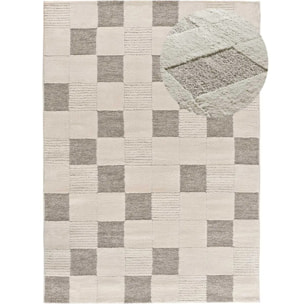 VERONA Alfombra con efecto damero conn relieve en crema, varias medidas disponibles.