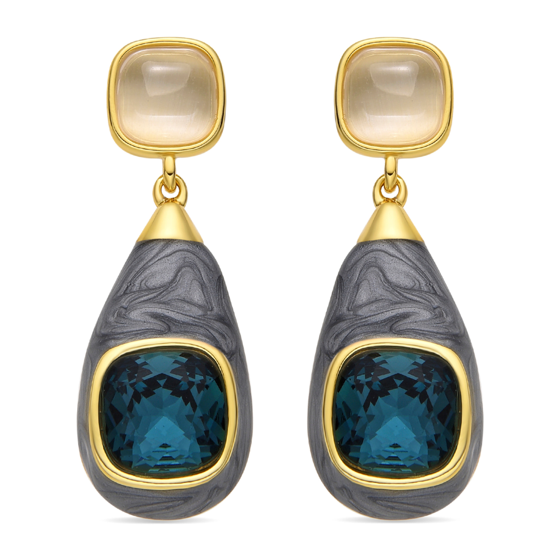 Pendientes con Ojo de Gato acabado oro 18k