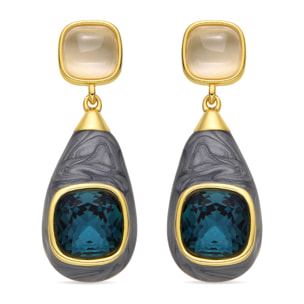 Pendientes con Ojo de Gato acabado oro 18k