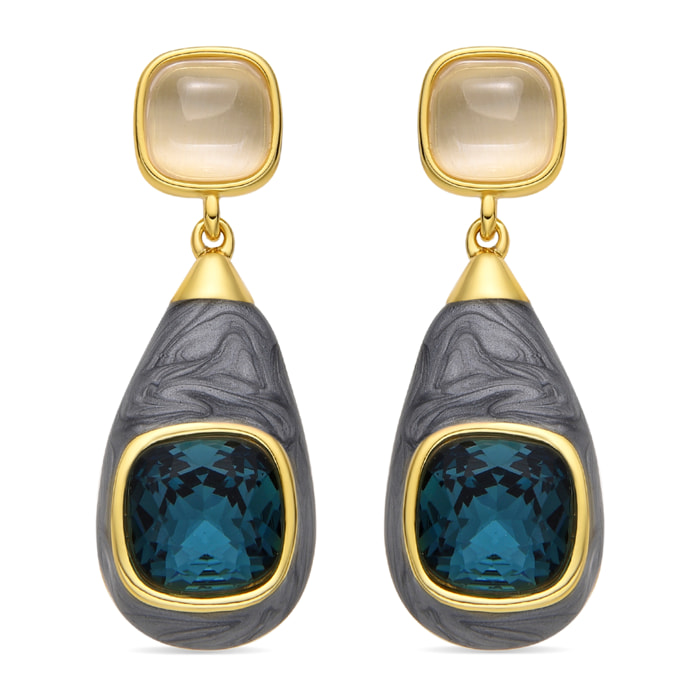 Pendientes con Ojo de Gato acabado oro 18k