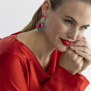 Pendientes con Cristal Multicolor acabado oro 18k