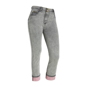 Jeans push up WR.UP® straight risvolto sul fondo a contrasto