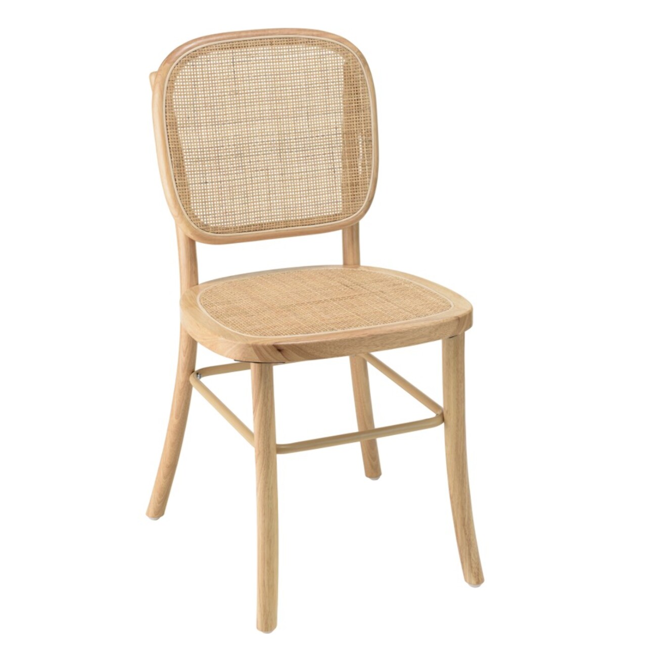 AGATHE - Chaise en bois d'Hévéa, dossier et assise en rotin naturel