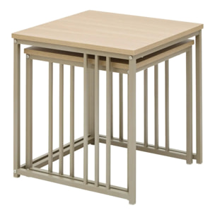 Lot de 2 tables gigognes Duna carrées 40/45cm beige
