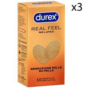 Preservativi Durex Real Feel con Forma Easy On Senza Lattice - Confezione da 10 Profilattici