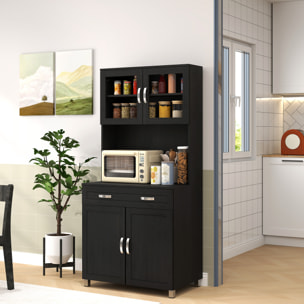 Armoire de cuisine contemporaine multi-rangement 4 portes grand tiroir noir