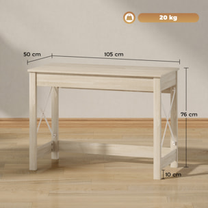 Mesa Escritorio Estilo Moderno Escritorio Fácil de Montar Mesa de Ordenador para Oficina Dormitorio Estudio 105x50x76 cm Natural