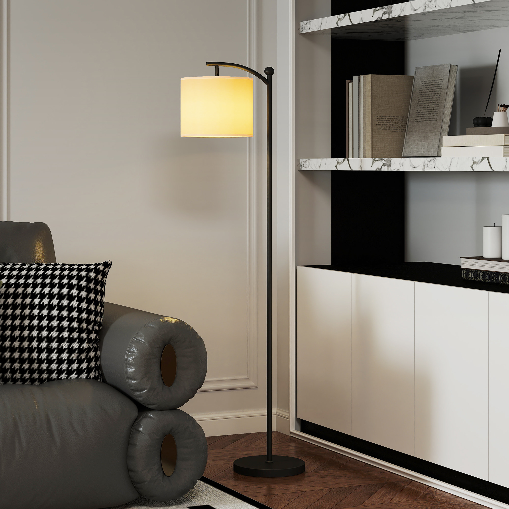Lampadaire dimmable H.60 cm 2 températures de couleur timer 60 min télécommande noir blanc