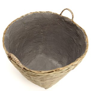 HECTOR - Pot de fleur rond 60x60cm en bambou naturel avec anses
