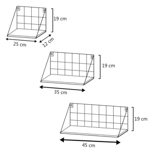 Set de 3 estantes de pared Amede metal negro y madera de Paulownia