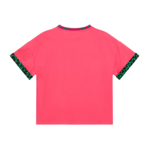 T-shirt con collo in costina e dettagli animalier