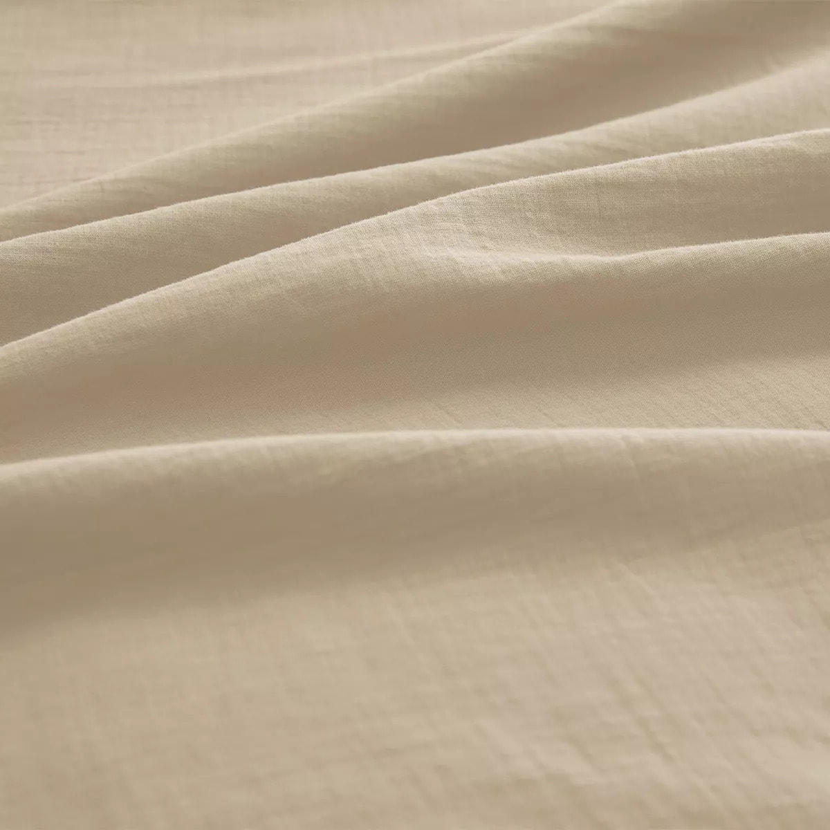 Lot de 2 taies gaze de coton lavé uni beige Malia lin