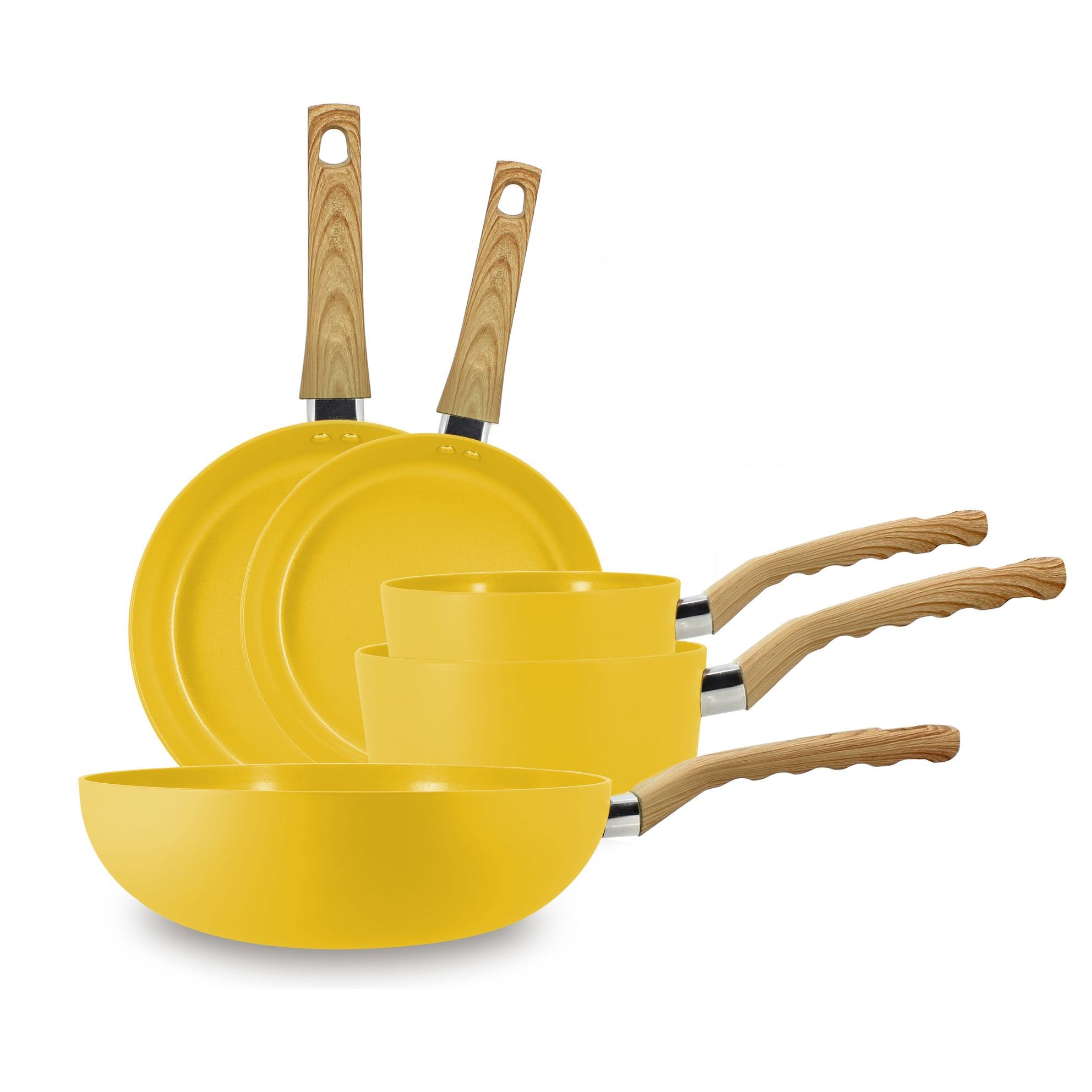 Batterie de cuisine 5 pièces céramique jaune -  tous feux SAFRAN