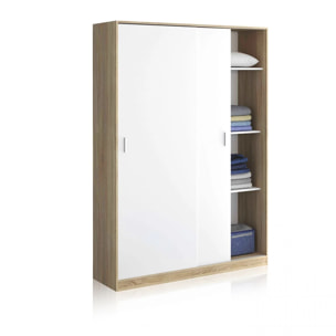 Armario de puertas correderas en blanco mate y roble canadian 120x200 cm Show Blanco Artik (Blanco Mate) - Roble Canadian