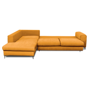 Canapé d'Angle Gauche Velours Fiesole, 3 Places, Couchage Intégré, Coffre de Rangement, Housse Déhoussable
