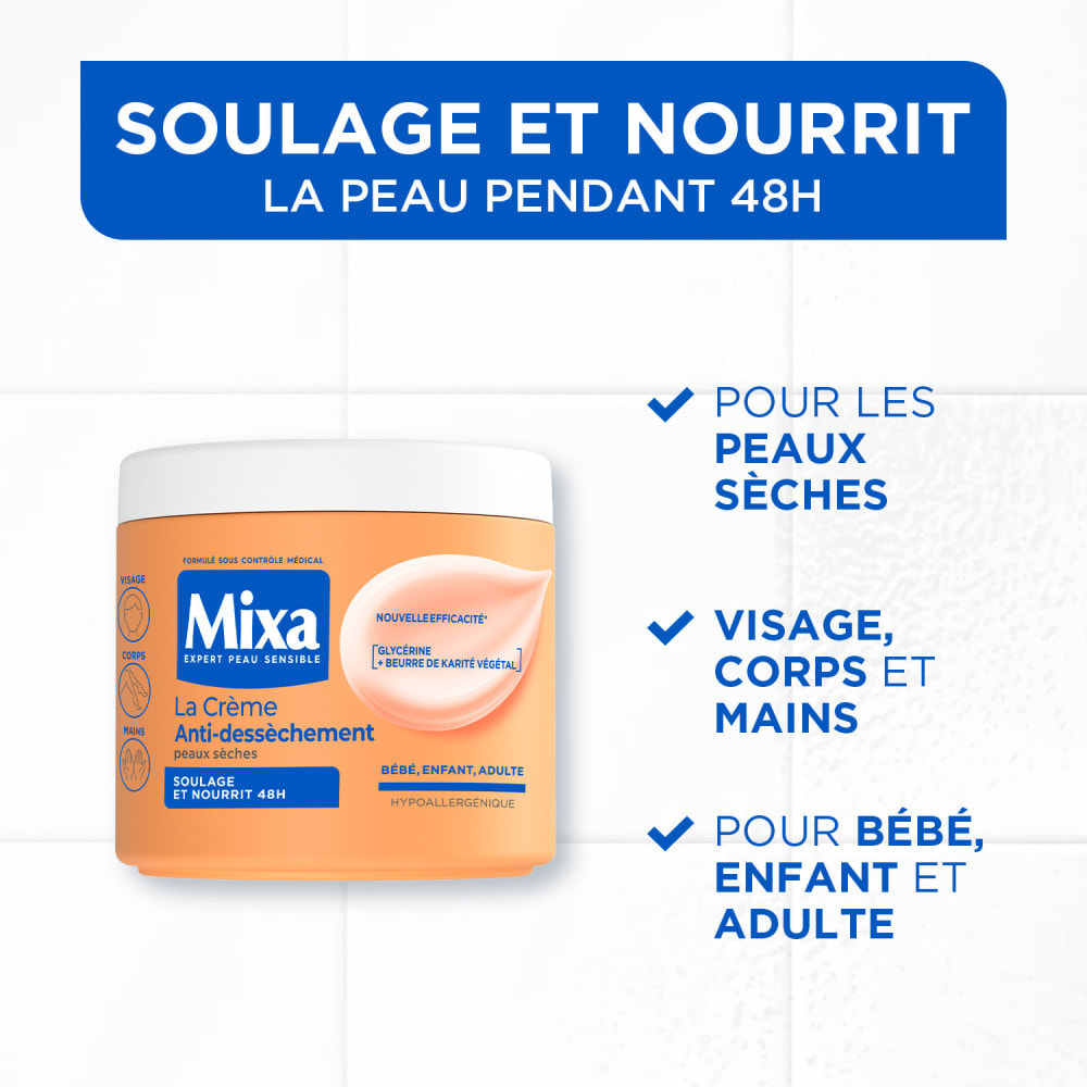 Mixa La Crème Anti-Dessèchement - des Peaux sèches 400ml