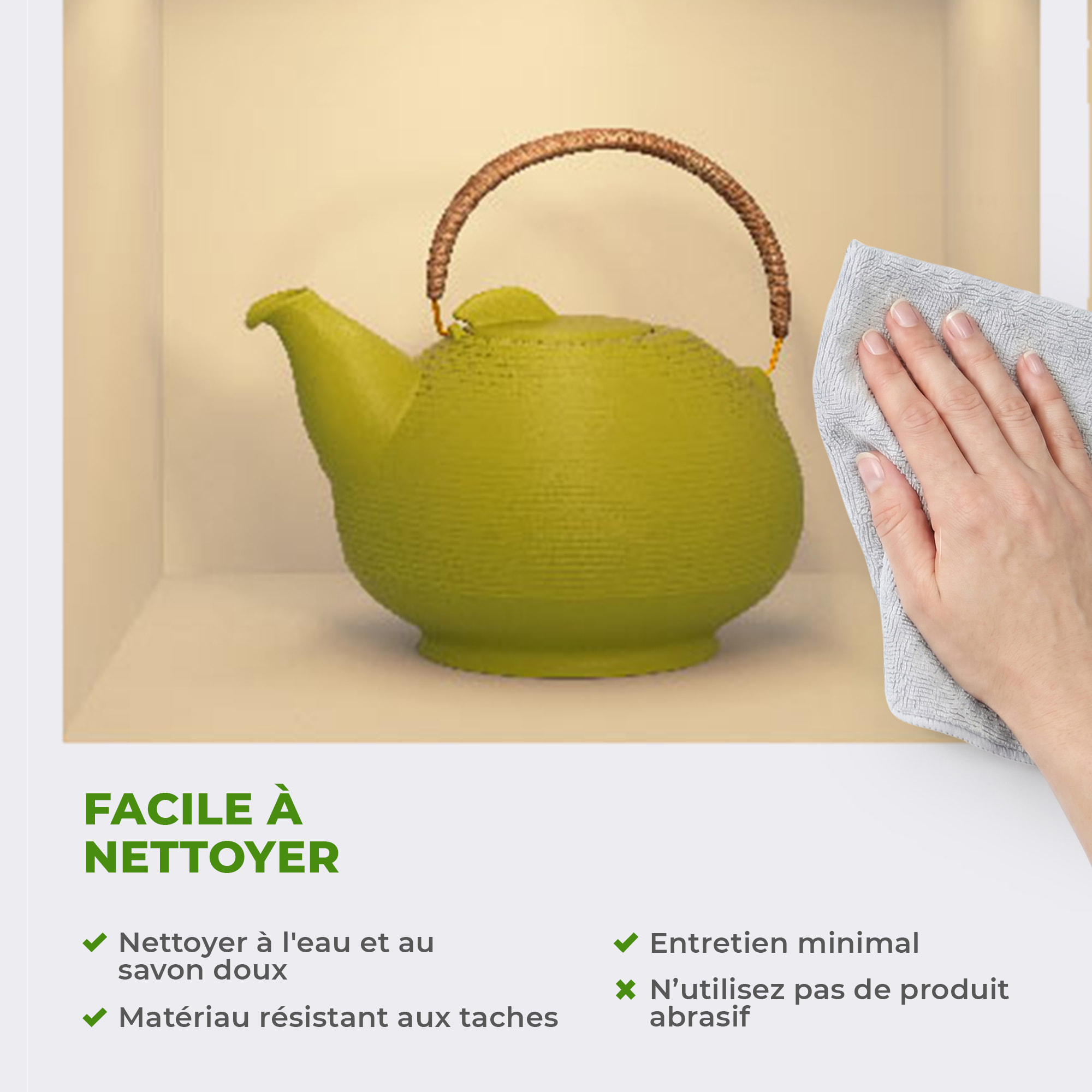 Stickers muraux 3D | Sticker Mural Autocollant effet 3D théière moderne - Stickers adhésifs 3D Chambre Salon Trompe l'oeil