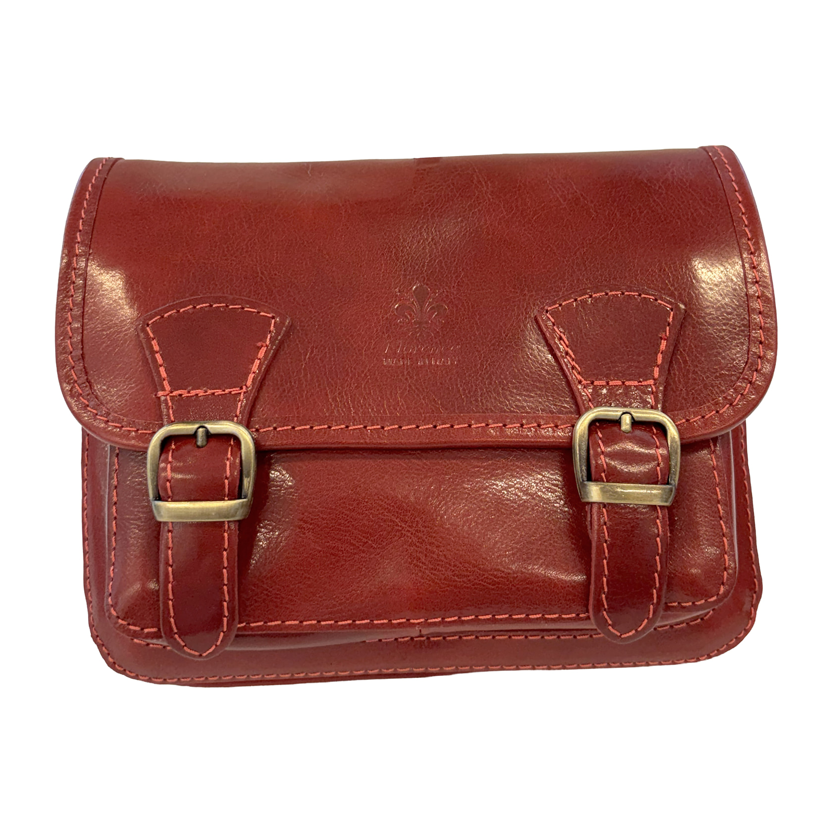 Borsa a Tracolla in Pelle da Donna, Tracolla Vintage con Doppia Fibbia e Chiusura Magnetica