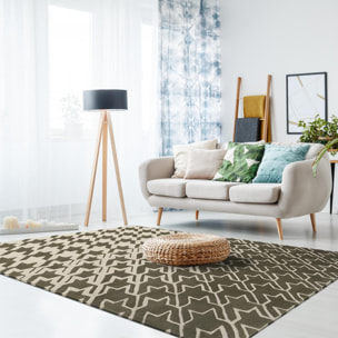 Tapis salon et chambre fait à la main en laine motif géométrique TAIL