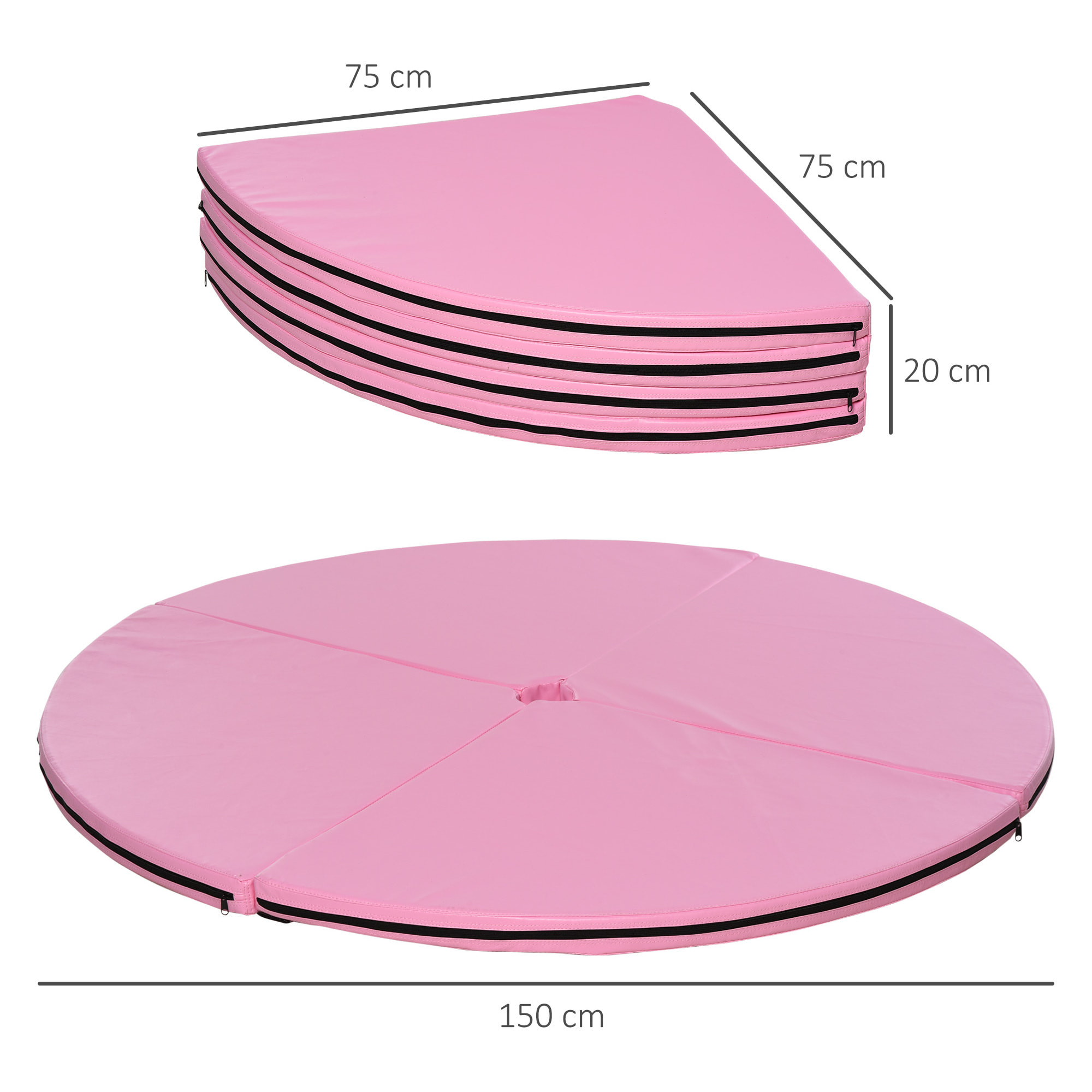 Tapis de pole dance pliable - pole dance mat - tapis de protection Ø 150 cm épaisseur 5 cm - revêtement PVC rose