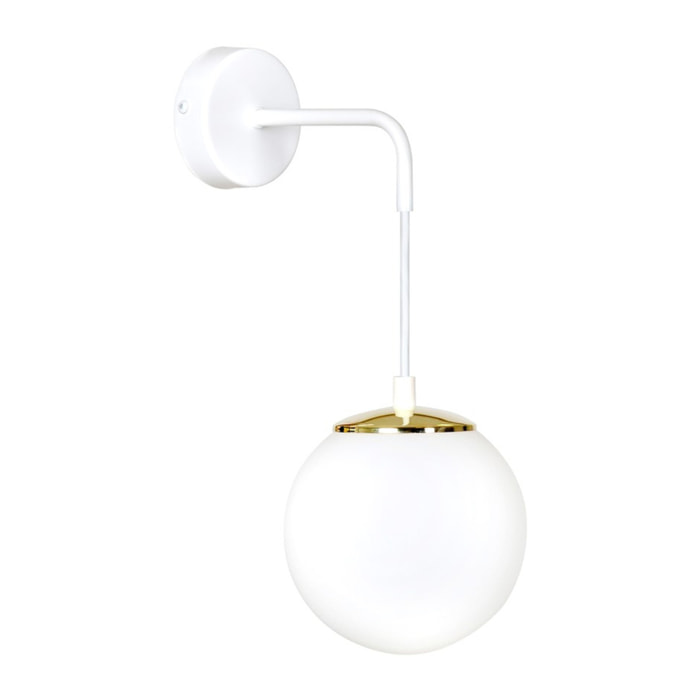 Lampada da parete Ognis in acciaio bianco e dettagli oro