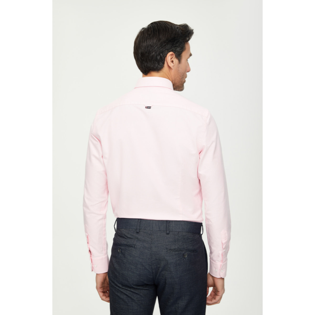 Camicia Uomo 1 Bottone Button Down Slim Oxford Lavato Unito Rosa