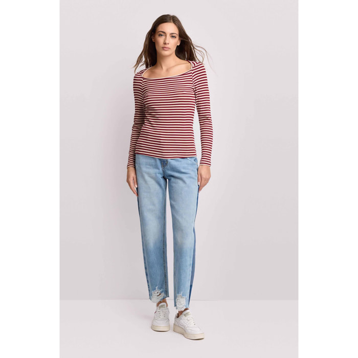 Kocca - T-shirt fantasia a righe Donna, Righe, Scollo ampio