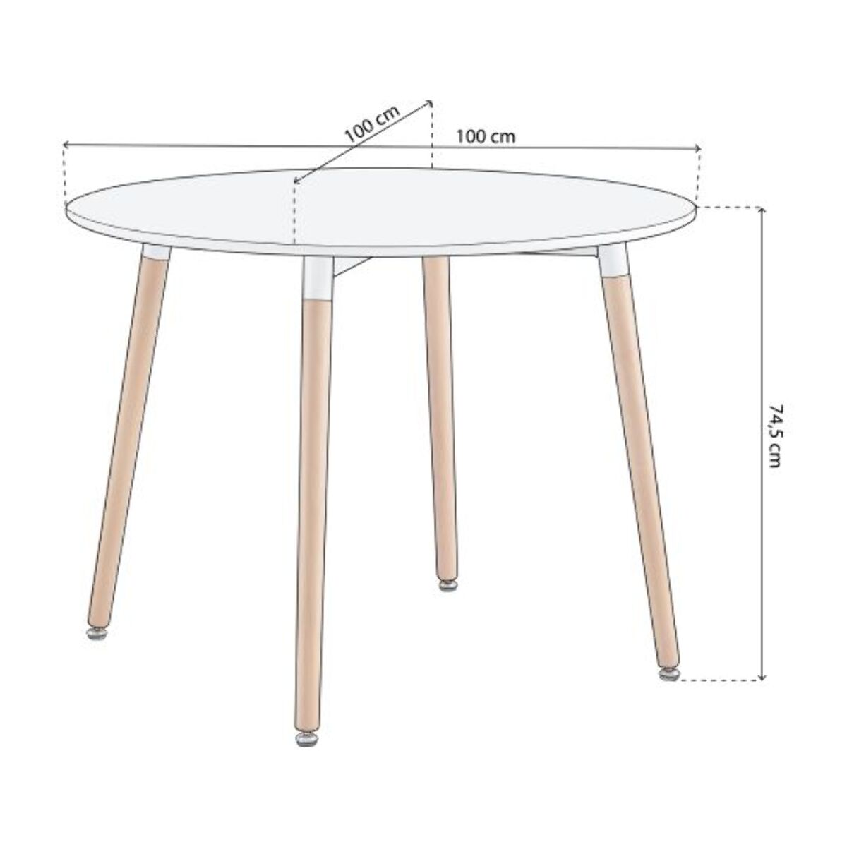 Mesa de comedor redonda Skandia Blanco - Madera de haya