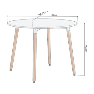 Mesa de comedor redonda Skandia Blanco - Madera de haya