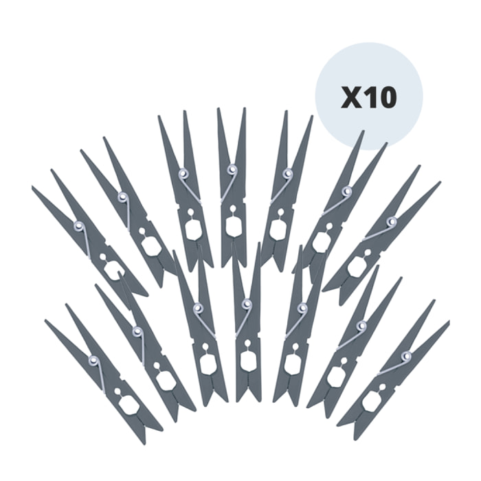 Lot de 10 Pinces à  linge Incassables Gris MSV
